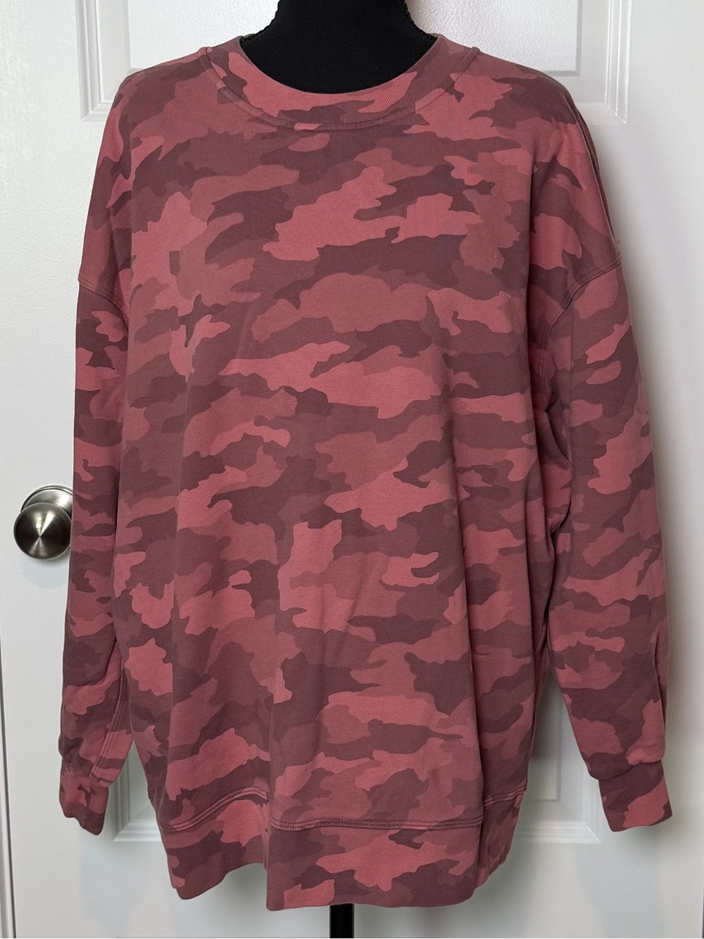 Lululemon All Yours Crew Sweatshirt Pink Camo Size 10 Oversized